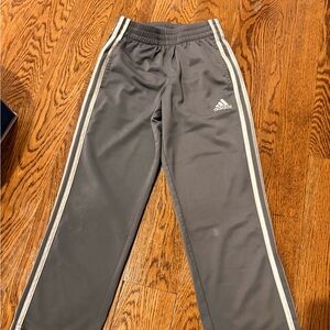 adidas Kids Charcoal Gray Joggers with White Side Stripes